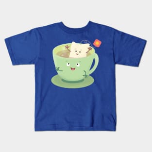 Cute teabag cup cartoon humor character Kids T-Shirt